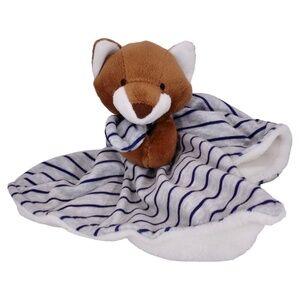 Carter's Brown Fox Plush Lovey Security Blanket Gray Blue Striped Just one You